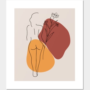 Boho minimal abstract Women line draw Posters and Art